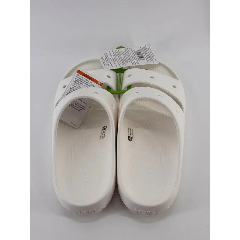 Crocs Classic Sandal V2 Unisex M10 W12 White Two Strap Slide NEW Comfort Beach